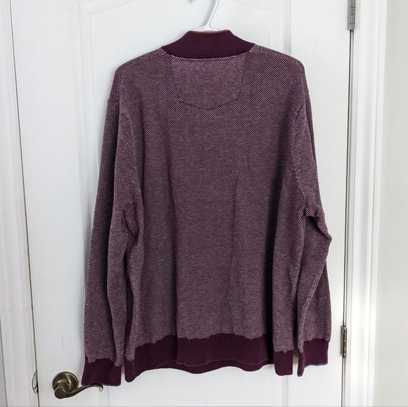 Robert Graham 1/4 zip burgundy striped sweater rainbow stand collar XXL - Picture 2 of 11